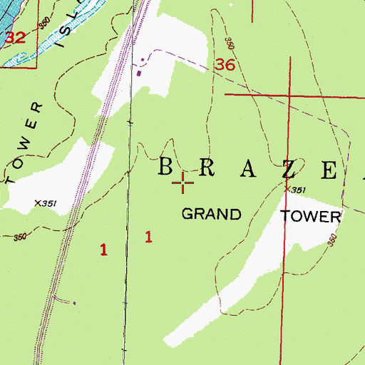 Topographic Map of Grand Tower Island, MO