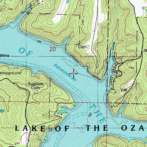 Topographic Map of Grandglaize Arm, MO