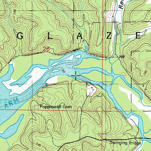 Topographic Map of Grandglaize Creek, MO
