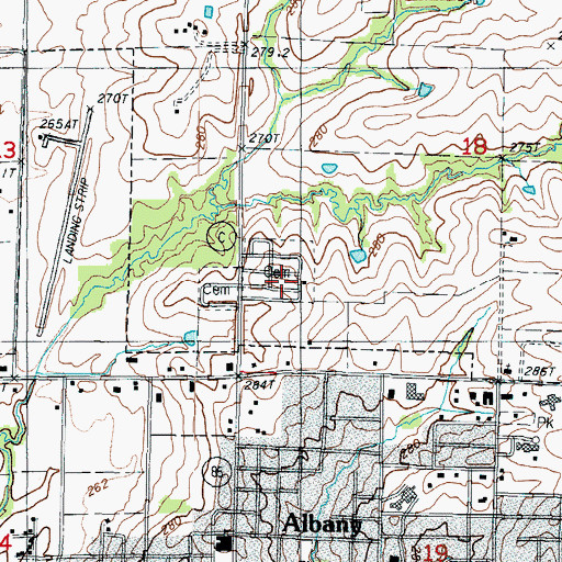 Topographic Map of Grandview Cemetery, MO