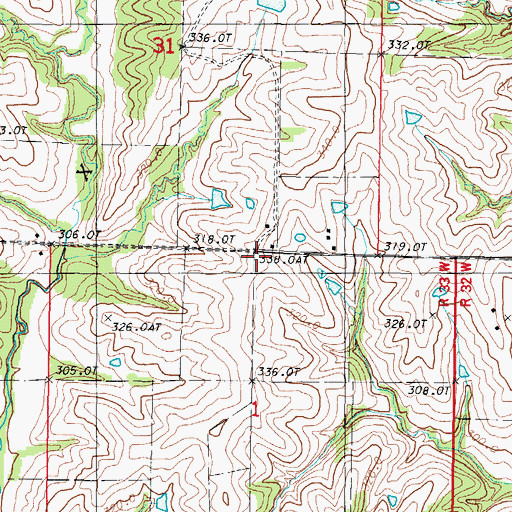 Topographic Map of Grandview School (historical), MO