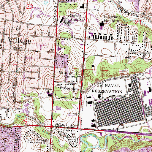 Topographic Map of Grange Cemetery, MO