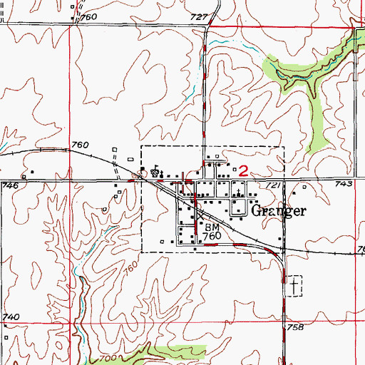 Topographic Map of Granger, MO