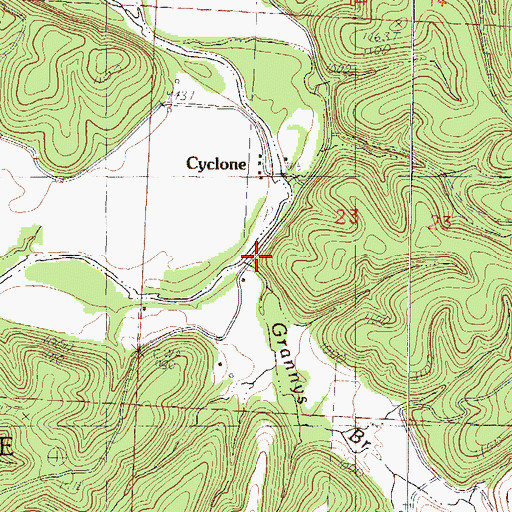 Topographic Map of Grannys Branch, MO