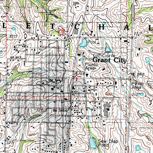 Topographic Map of Grant City, MO