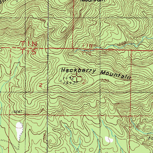 Topographic Map of Hackberry Mountain, AR