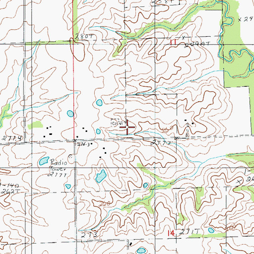 Topographic Map of Grantsville Cemetery, MO