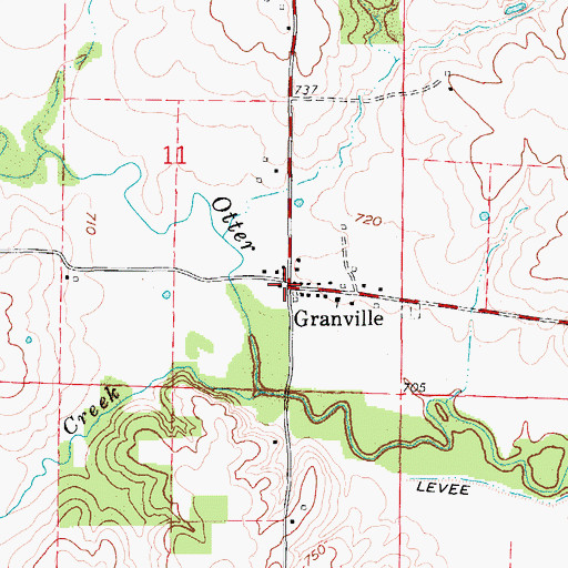 Topographic Map of Granville, MO