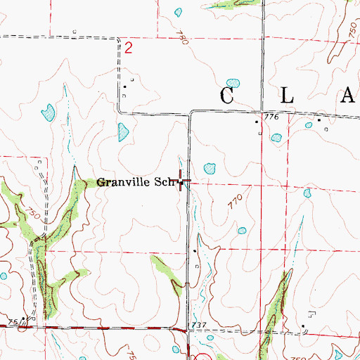 Topographic Map of Granville School (historical), MO