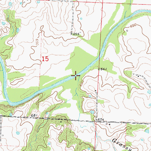 Topographic Map of Grassy Creek, MO