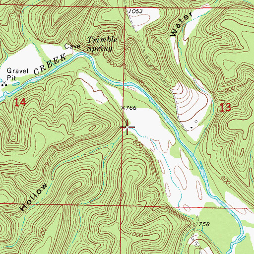 Topographic Map of Grassy Hollow, MO