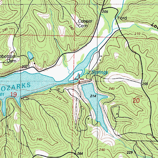 Topographic Map of Grassy Hollow, MO