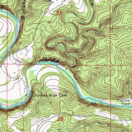 Topographic Map of Grassy Hollow, MO