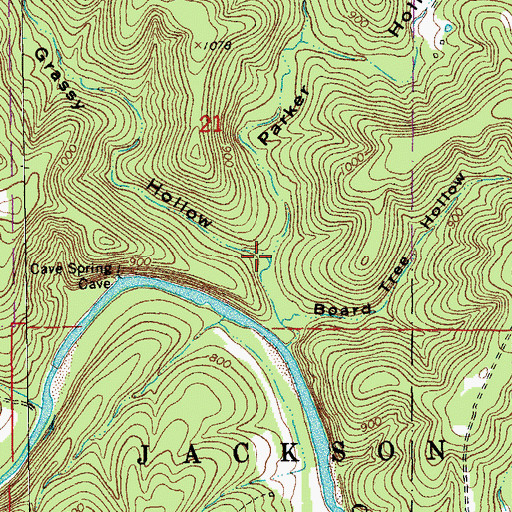 Topographic Map of Grassy Hollow, MO