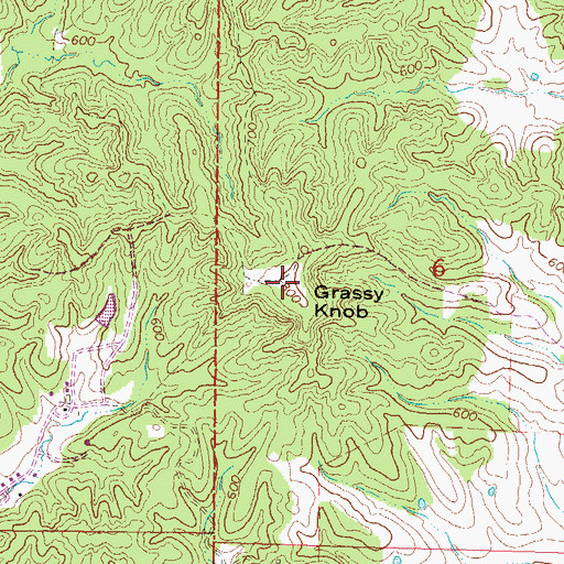 Topographic Map of Grassy Knob, MO