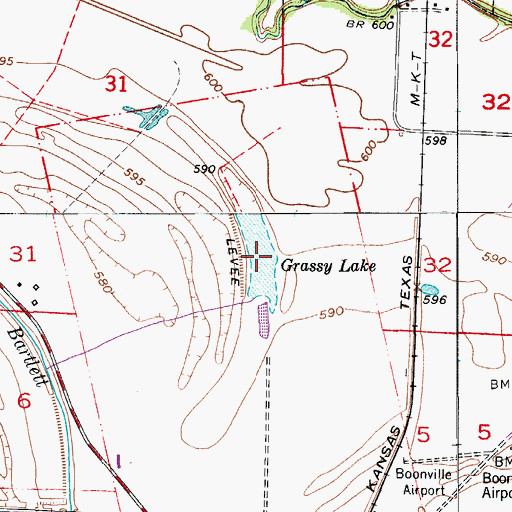 Topographic Map of Grassy Lake, MO