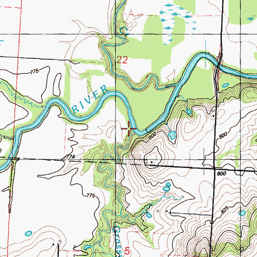 Topographic Map of Grassy Run, MO