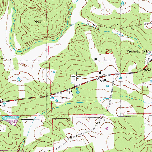 Topographic Map of Grassy School (historical), MO