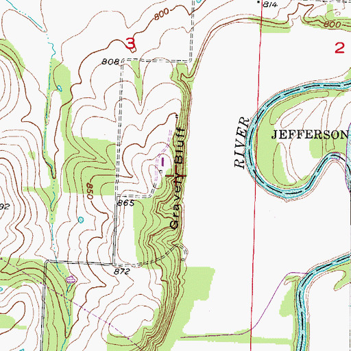 Topographic Map of Gravel Bluff, MO