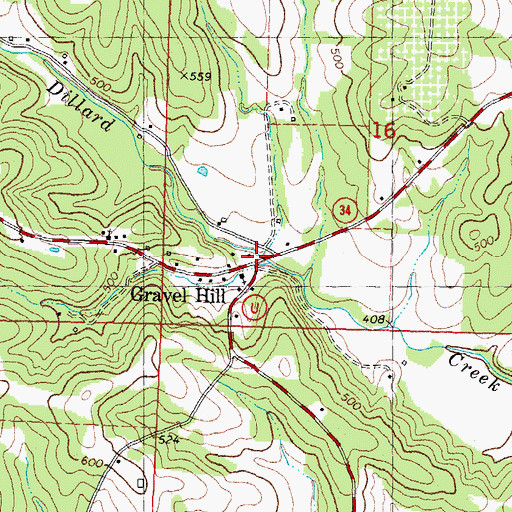 Topographic Map of Gravel Hill, MO