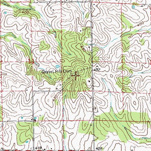 Topographic Map of Gravel Hill Cemetery, MO