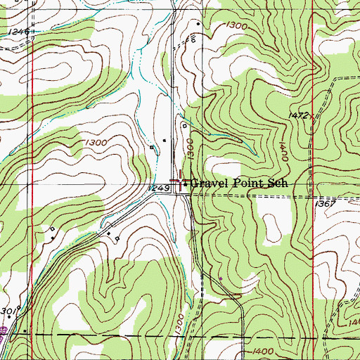 Topographic Map of Gravel Point School, MO