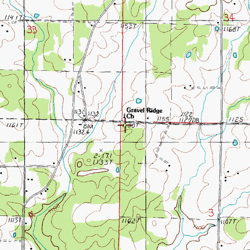 Topographic Map of Gravel Ridge School (historical), MO