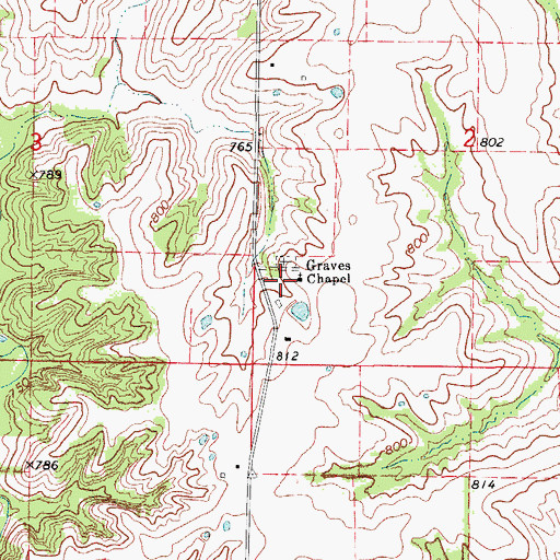 Topographic Map of Graves Chapel, MO