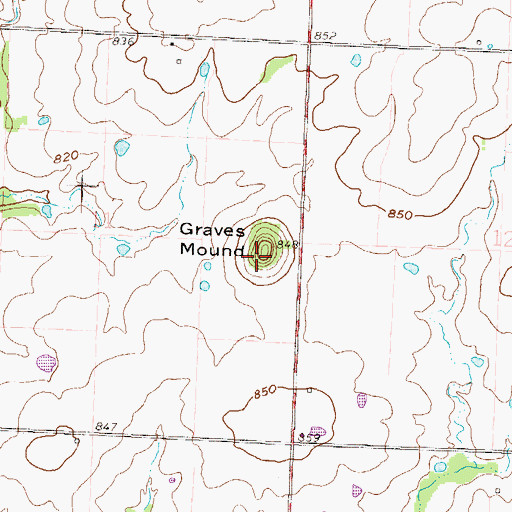 Topographic Map of Graves Mound, MO