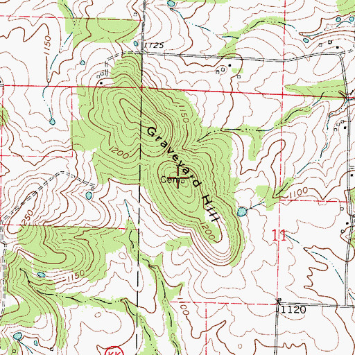 Topographic Map of Graveyard Hill, MO