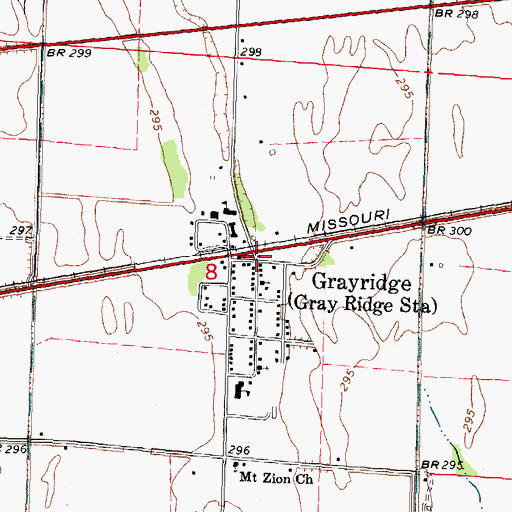 Topographic Map of Grayridge, MO