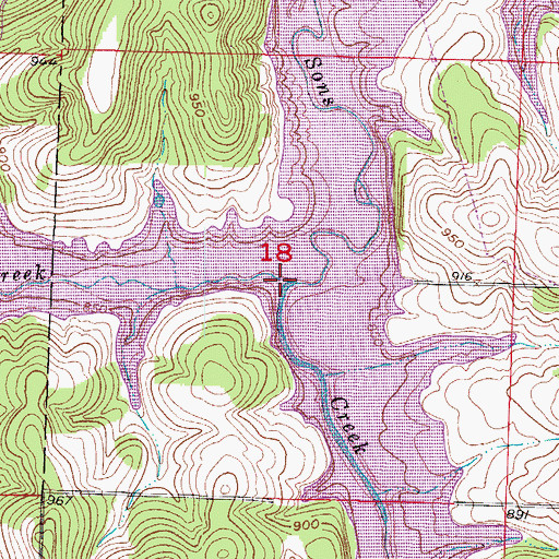 Topographic Map of Greaser Creek, MO
