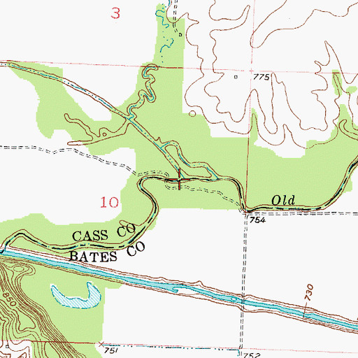 Topographic Map of Greasy Creek, MO