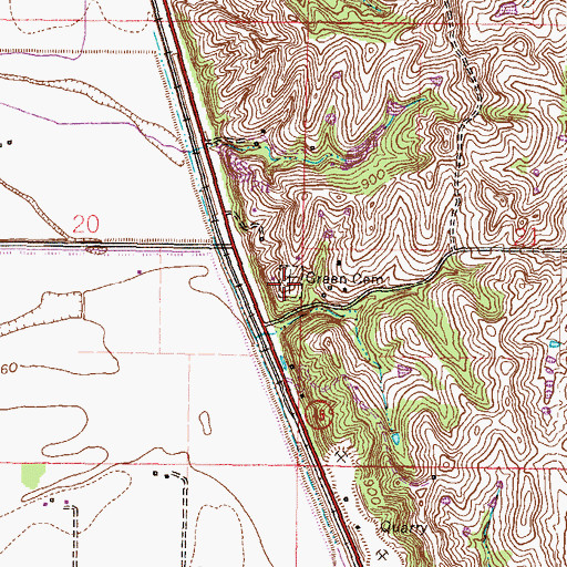 Topographic Map of Green Cemetery, MO