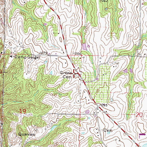 Topographic Map of Green Cemetery, MO