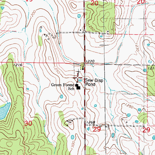 Topographic Map of Green Forest School, MO