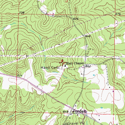 Topographic Map of Hall Chapel, AR