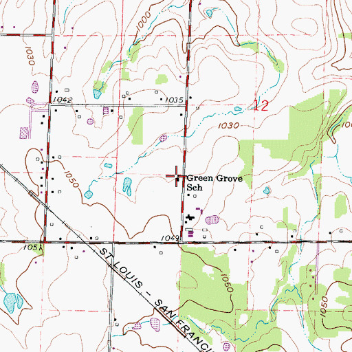 Topographic Map of Green Grove School (historical), MO