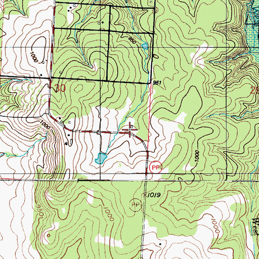 Topographic Map of Green Grove School (historical), MO