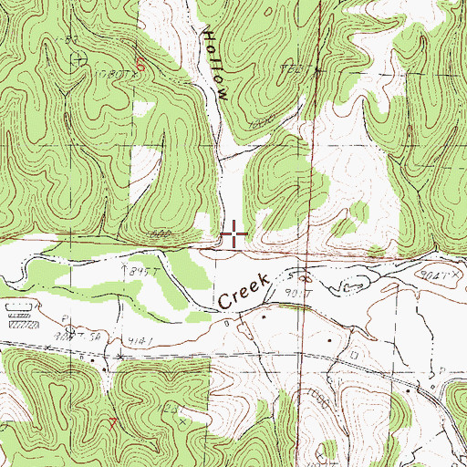 Topographic Map of Green Hollow, MO