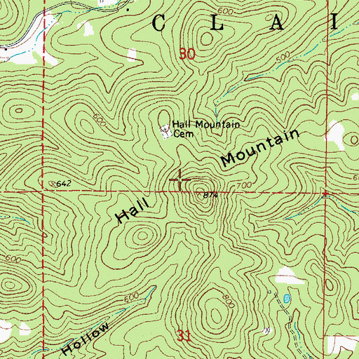 Topographic Map of Hall Mountain, AR