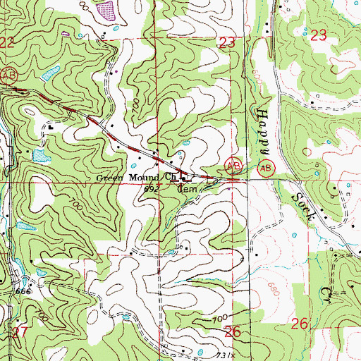 Topographic Map of Green Mound Church, MO