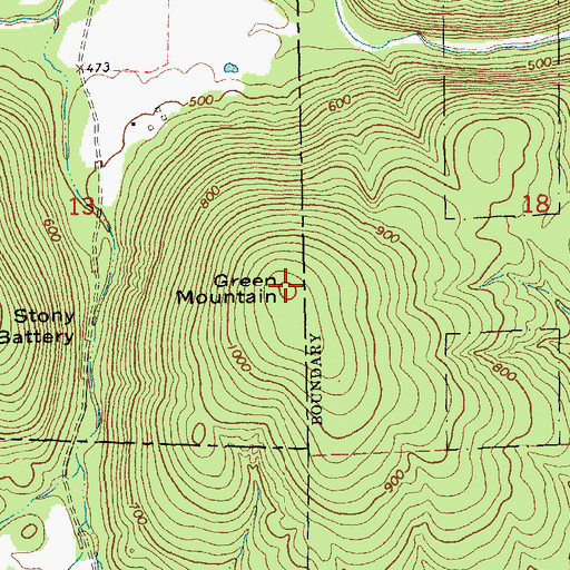 Topographic Map of Green Mountain, MO