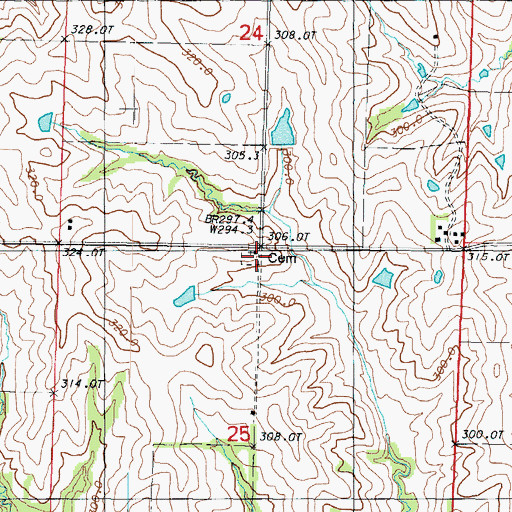 Topographic Map of Green Ridge Church, MO
