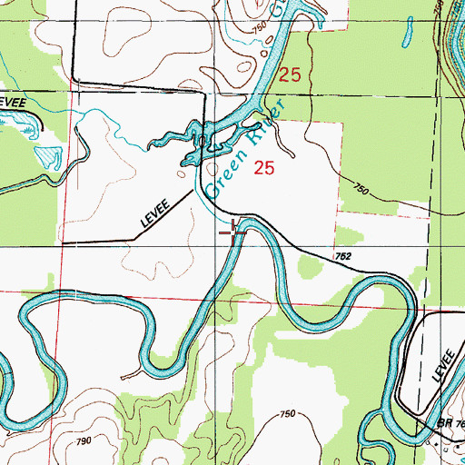 Topographic Map of Green River, MO