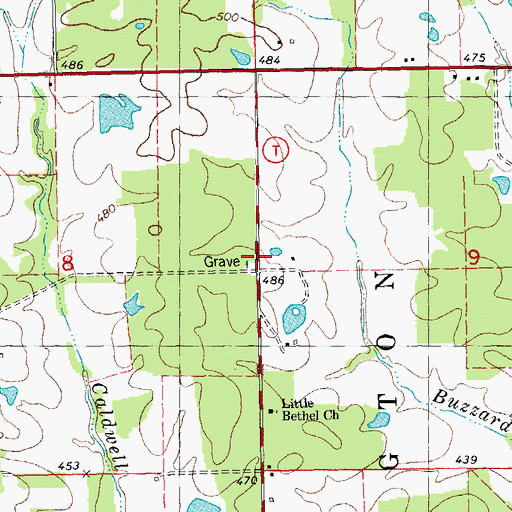 Topographic Map of Green School (historical), MO