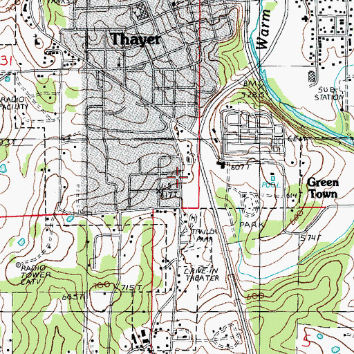 Topographic Map of Green Town, MO