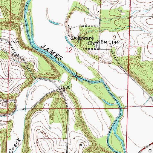 Topographic Map of Green Valley Creek, MO