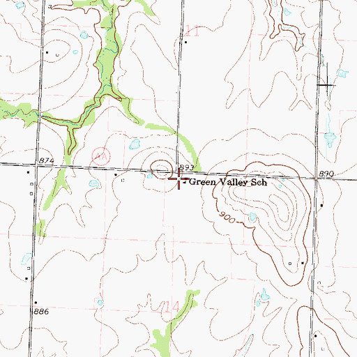 Topographic Map of Green Valley School (historical), MO