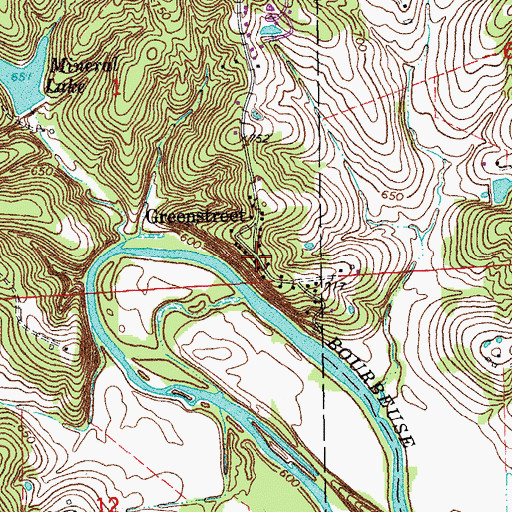 Topographic Map of Greenstreet, MO